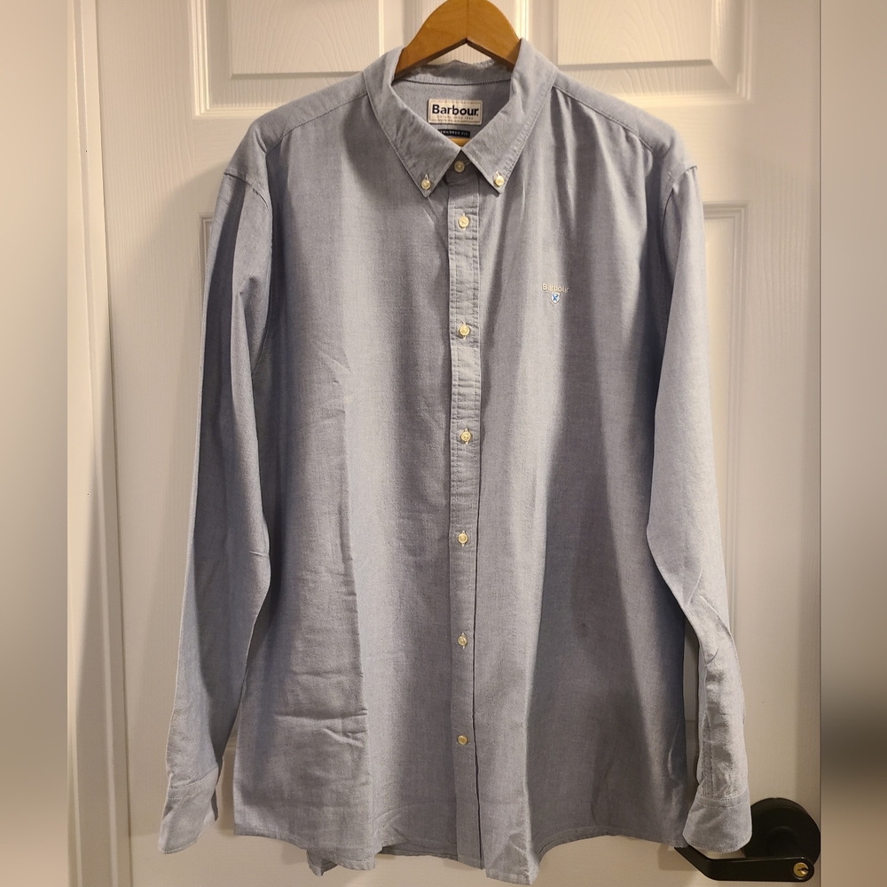 Mens Barbour Oxtown Tailored Fit Long Sleeve Button Up Shirt Size: XXL Gray
